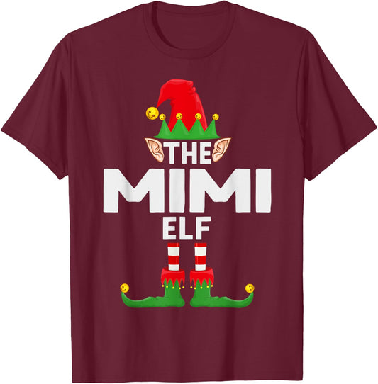 The Mimi Elf Family Christmas Pajama Party T-Shirt - T-Shirt | Maroon