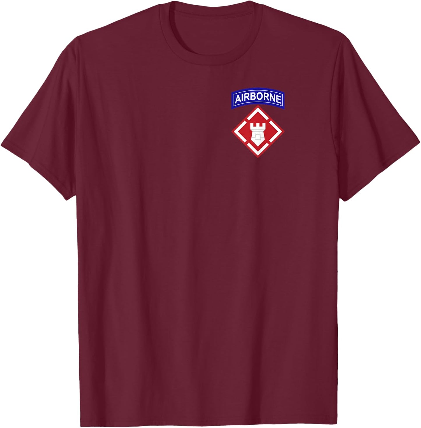 20th Engineer Brigade Patch with Airborne Tab T-Shirt - T-Shirt | Maroon