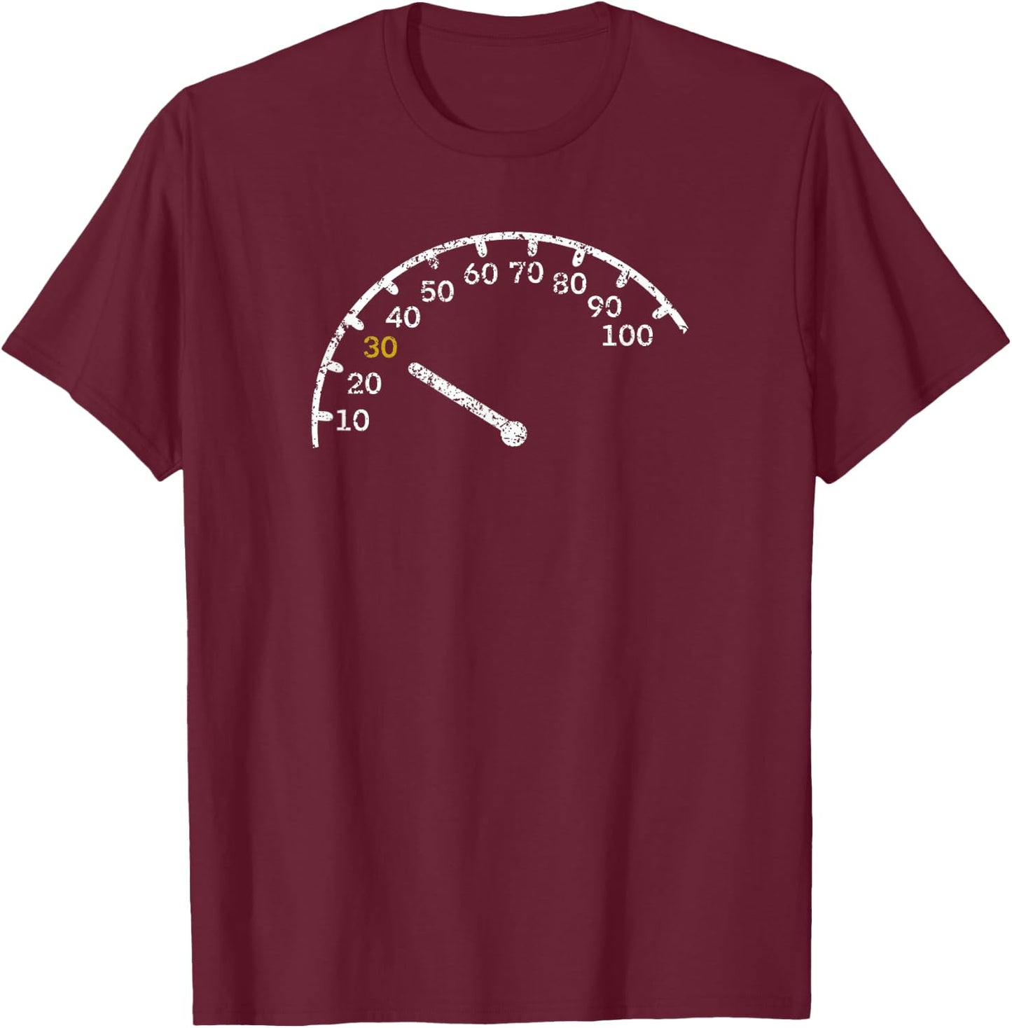 30th Birthday Gift Car Lover Mechanic Speedometer T-Shirt - T-Shirt | Maroon