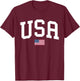 USA T Shirt Women Men Kids Patriotic American Flag July 4th T-Shirt - T-Shirt | Maroon