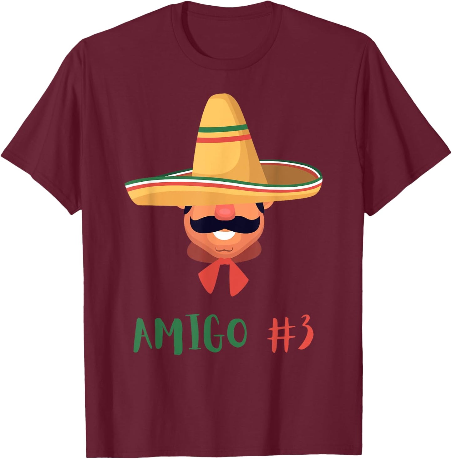 Funny Mexican Amigo #3 Group Matching DIY Halloween Costume T-Shirt - T-Shirt | Maroon