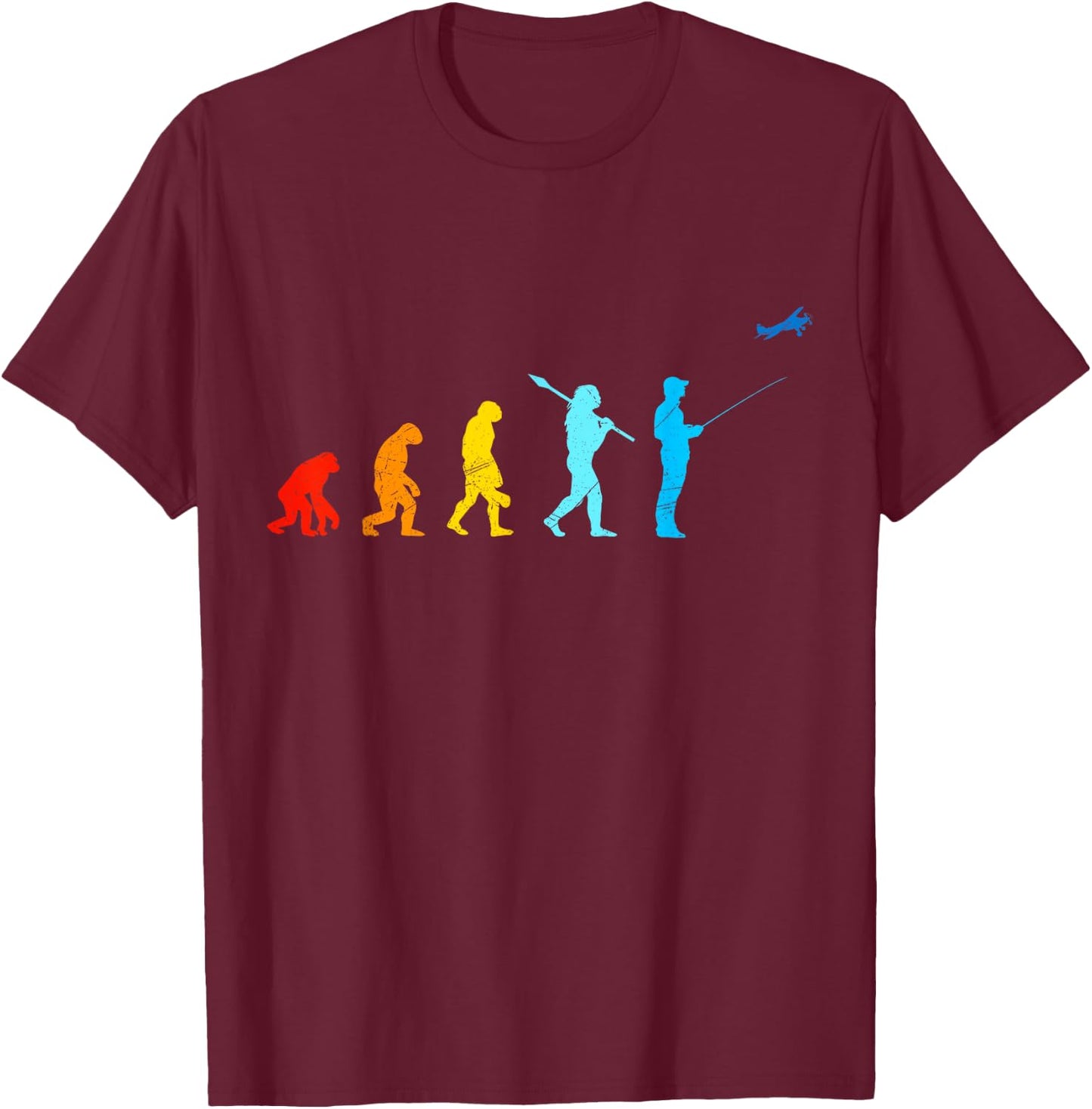 Model flyer evolution monkey human Model airplane RC Pilot T-Shirt - T-Shirt | Maroon
