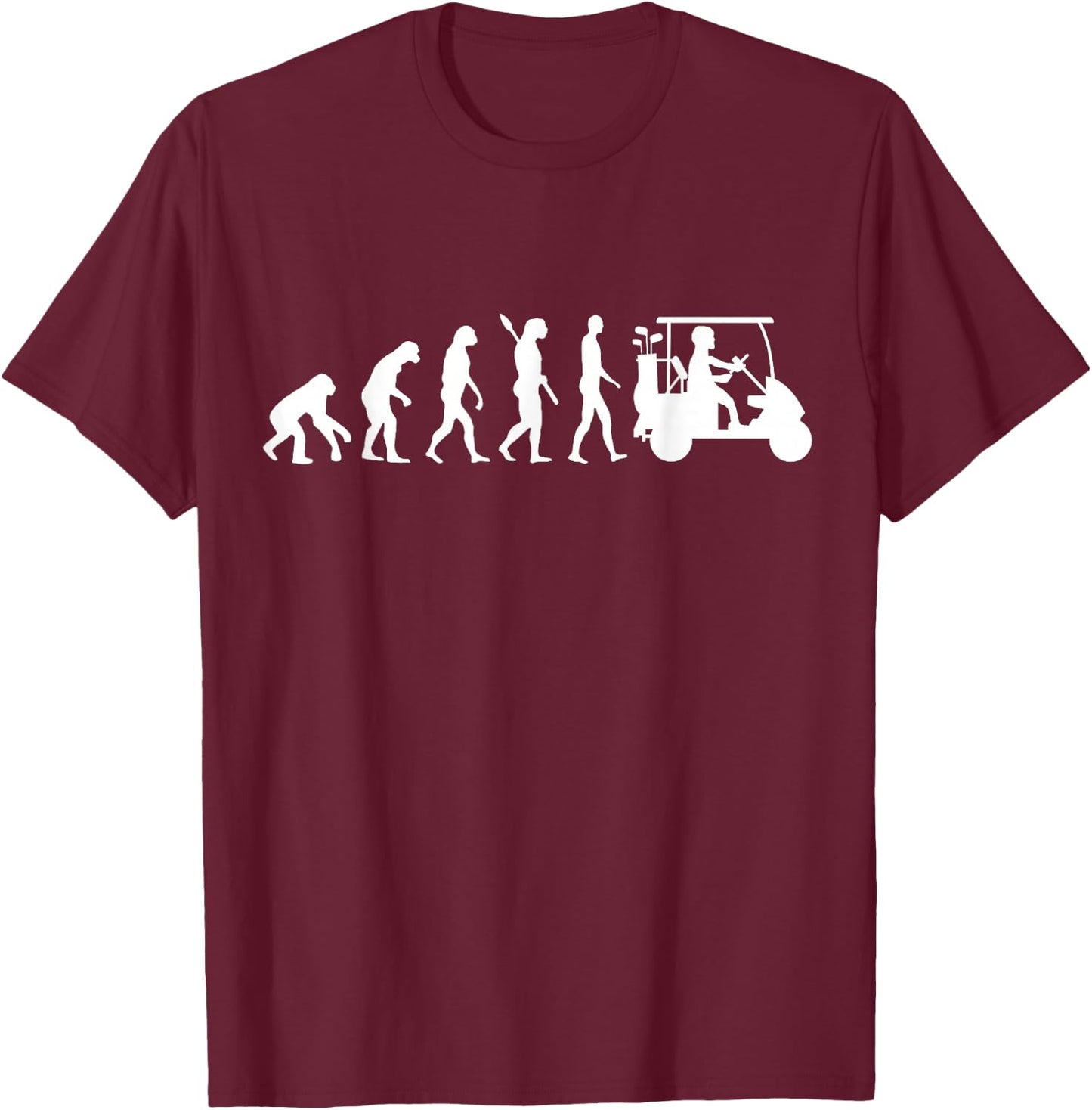 Golf Cart Driver Evolution Driving Golf Cart Lover Golfer T-Shirt - T-Shirt | Maroon