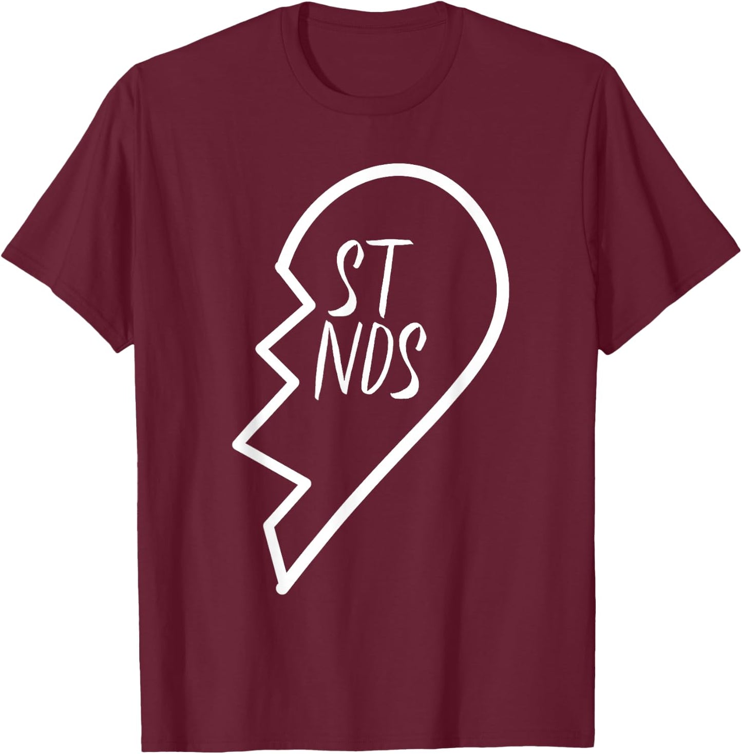 Best Friends Apparel Matching Broken Heart Second Half #2 T-Shirt - T-Shirt | Maroon