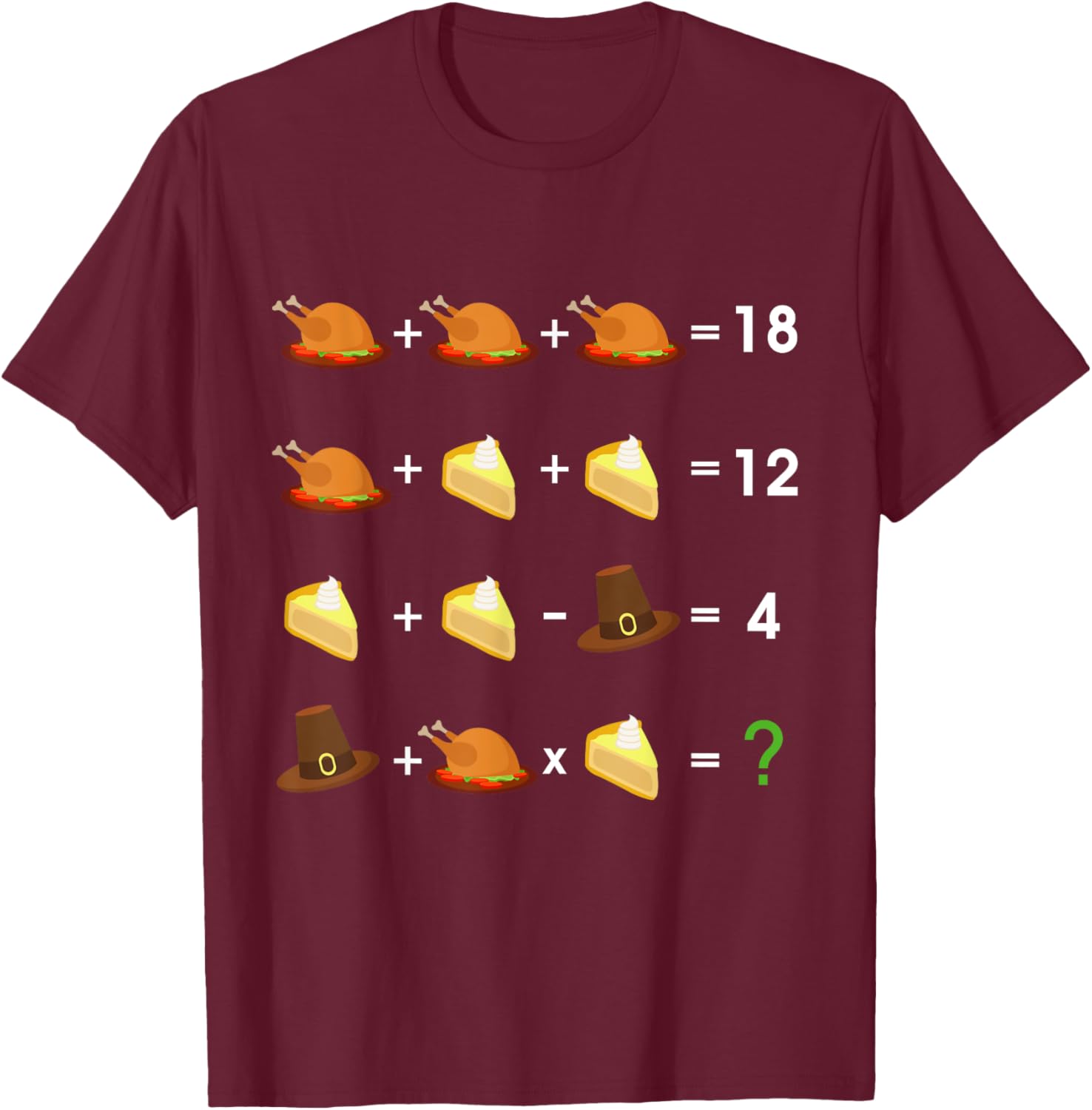 Order of Operations Thanksgiving Quiz Funny Math Teacher Men Women Kids T-Shirt - T-Shirt | Maroon
