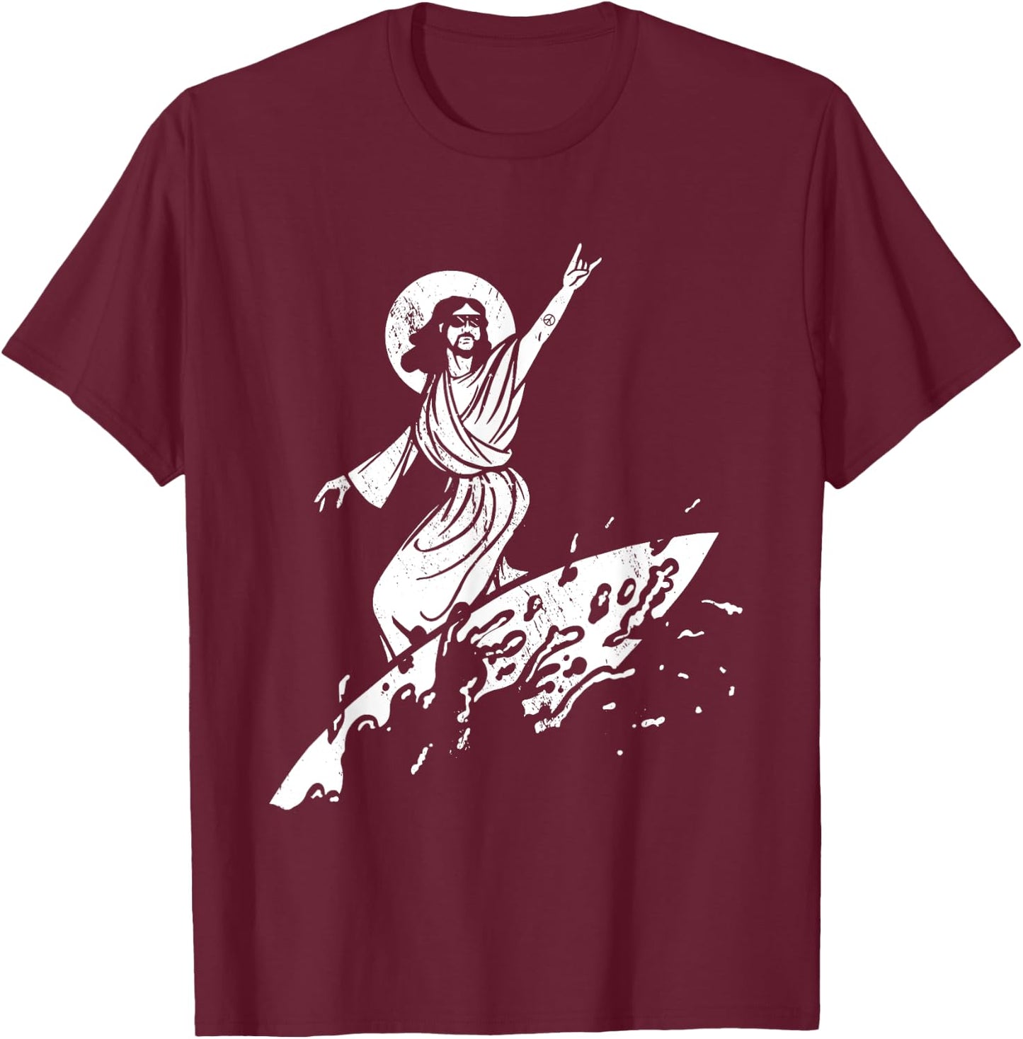 Surfer Jesus Christ Surfing Summer Surfboard Religious Women T-Shirt - T-Shirt | Maroon