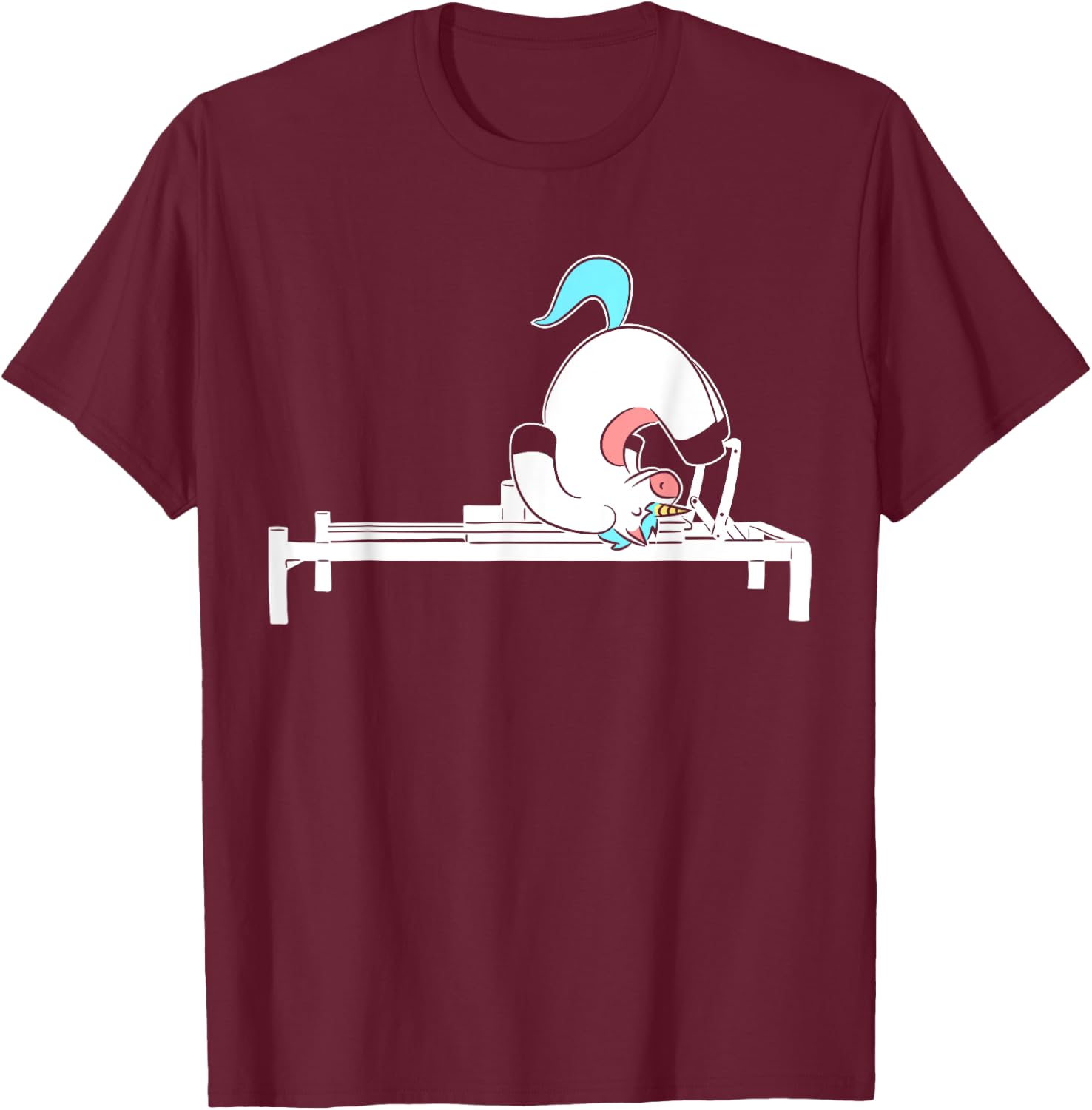 Pilates Unicorn Fitness Exercise Training Meditation T-Shirt - T-Shirt | Maroon