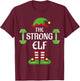 Strong Elf Family Matching Group Christmas Fitness T-Shirt - T-Shirt | Maroon