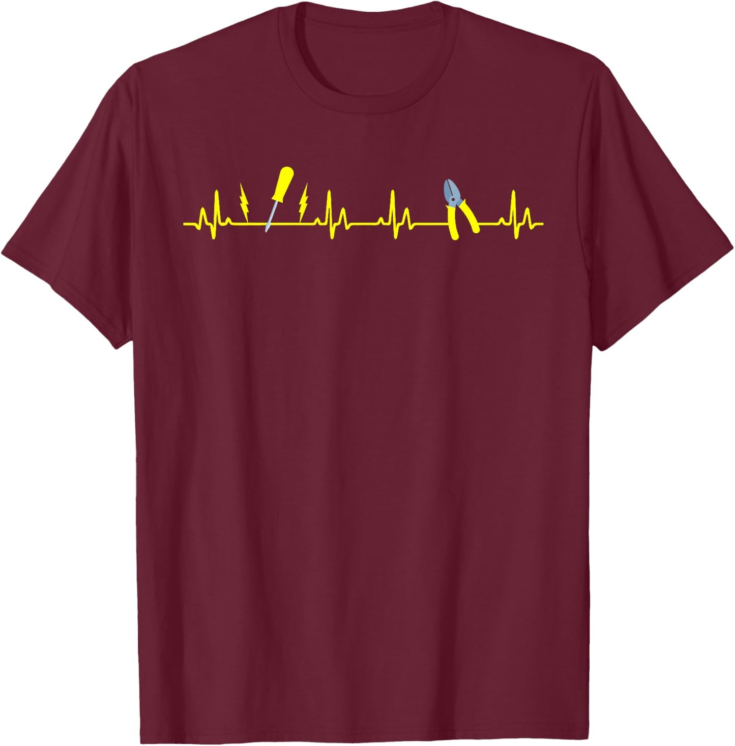 Heartbeat Design for Electrician T-Shirt - T-Shirt | Maroon
