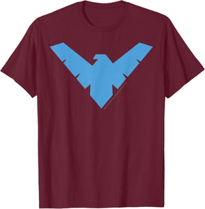 DC Comics Nightwing Classic Superhero Blue Logo T-Shirt - T-Shirt | Maroon