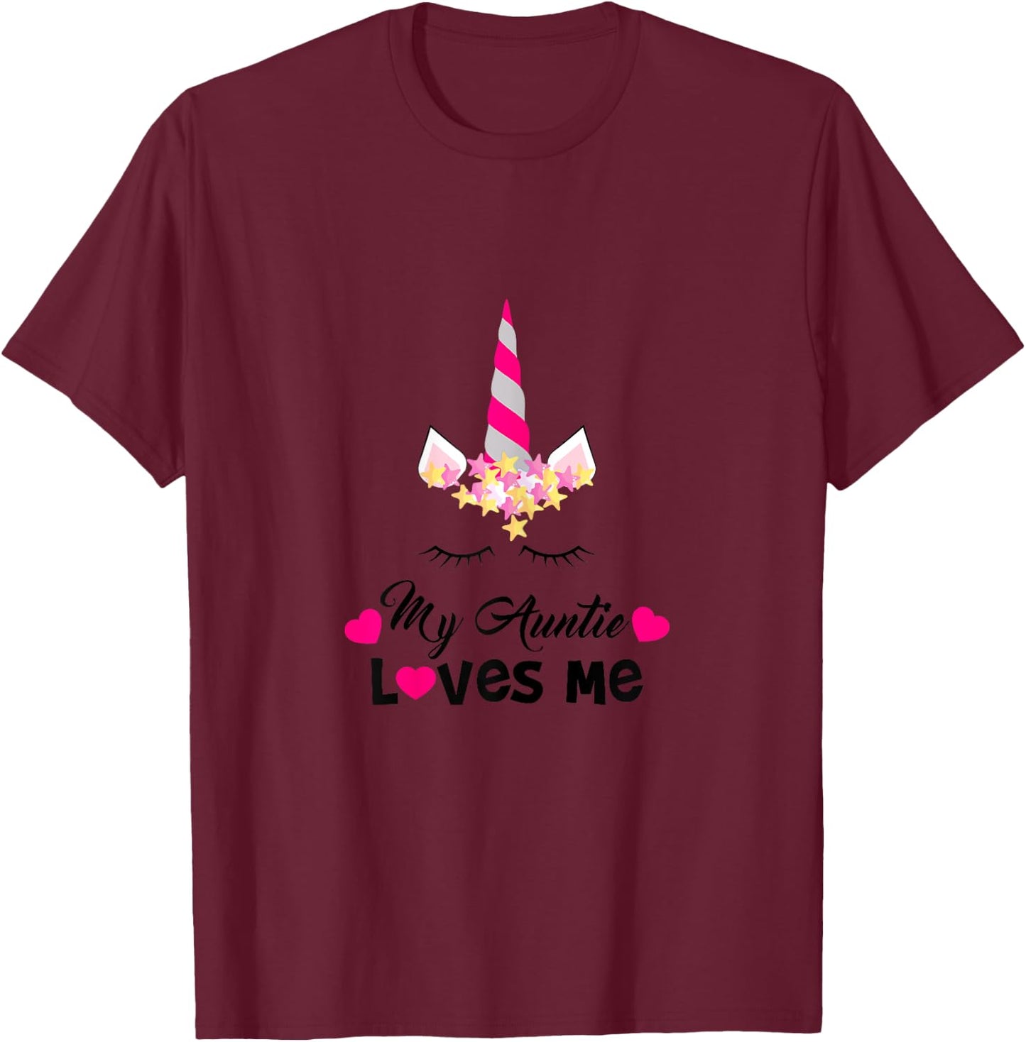 My Auntie Loves Me, Unicorn Niece Family Love Graphic T-Shirt - T-Shirt | Maroon