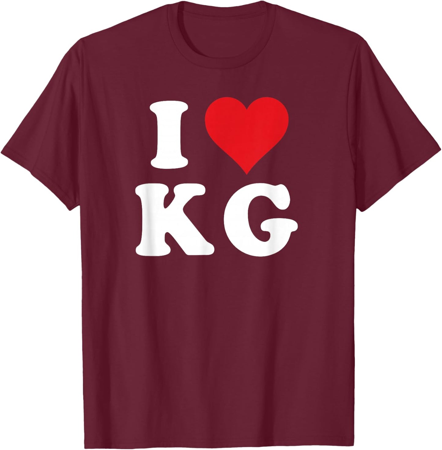 I Love KG Initials I Heart K.G. First Last Name K G T-Shirt - T-Shirt | Maroon