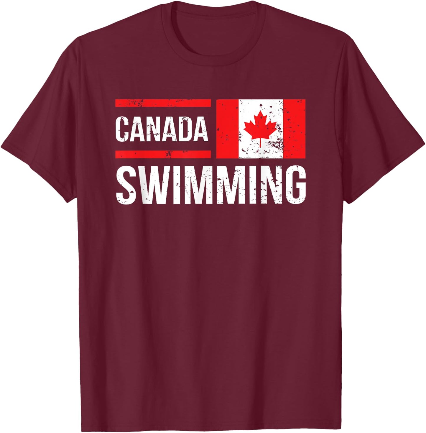 Canada Swim Team Competitive Canadian Flag T-Shirt - T-Shirt | Maroon