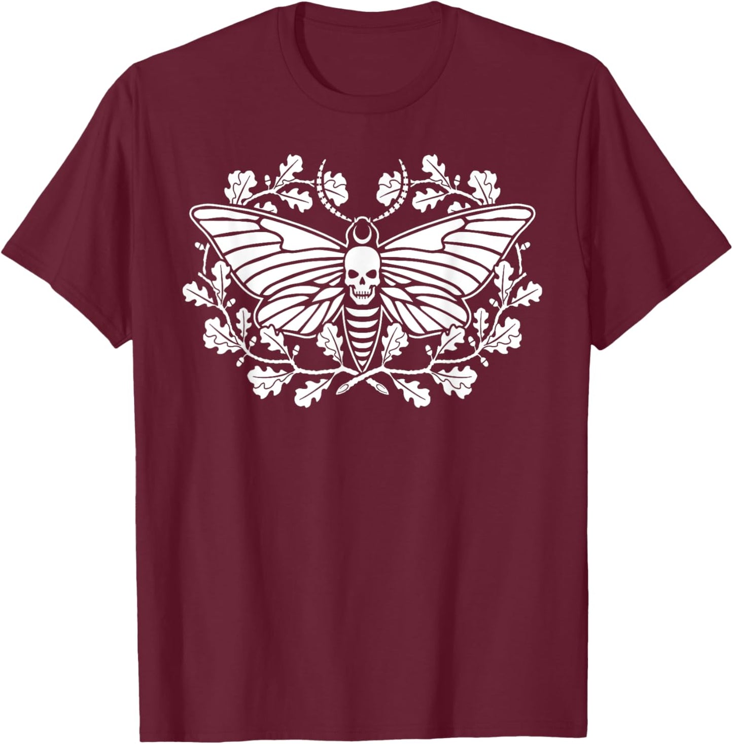 Death's Head Hawk Moth Folkloric Wiccan Nature Witch T-Shirt - T-Shirt | Maroon