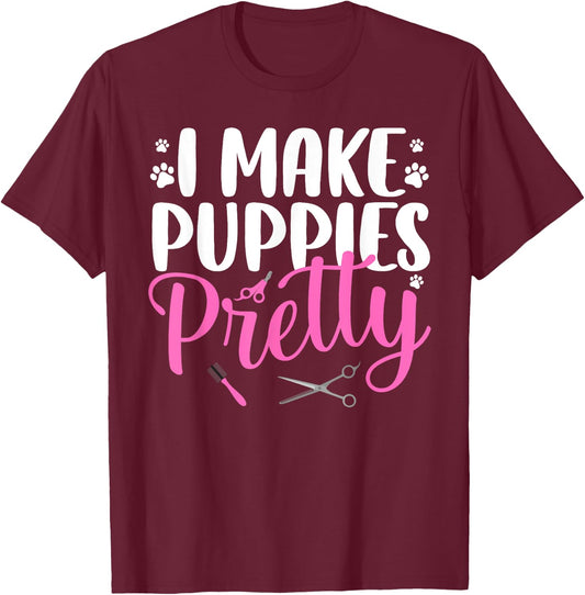 Cool Dog Groomer Art Women Pet Groomer Dog Grooming T-Shirt - T-Shirt | Maroon