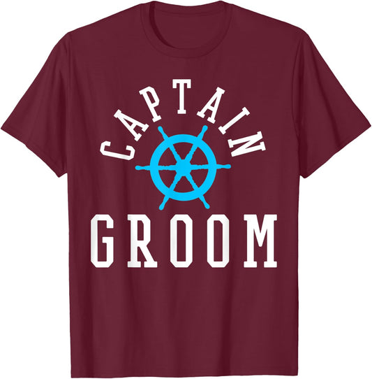 Groom Nautical Wedding Cruise Ship Yacht T-Shirt - T-Shirt | Maroon