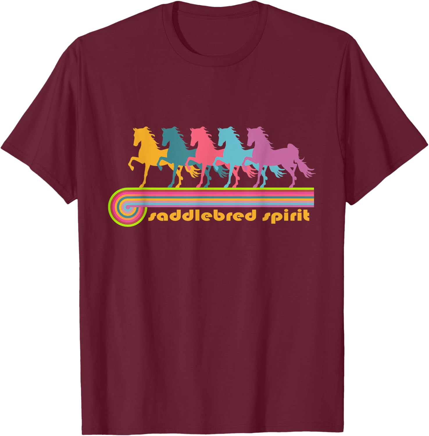 Saddlebred Spirit | NickerStickers Retro Saddlebred Horses T-Shirt - T-Shirt | Maroon