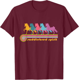 Saddlebred Spirit | NickerStickers Retro Saddlebred Horses T-Shirt - T-Shirt | Maroon