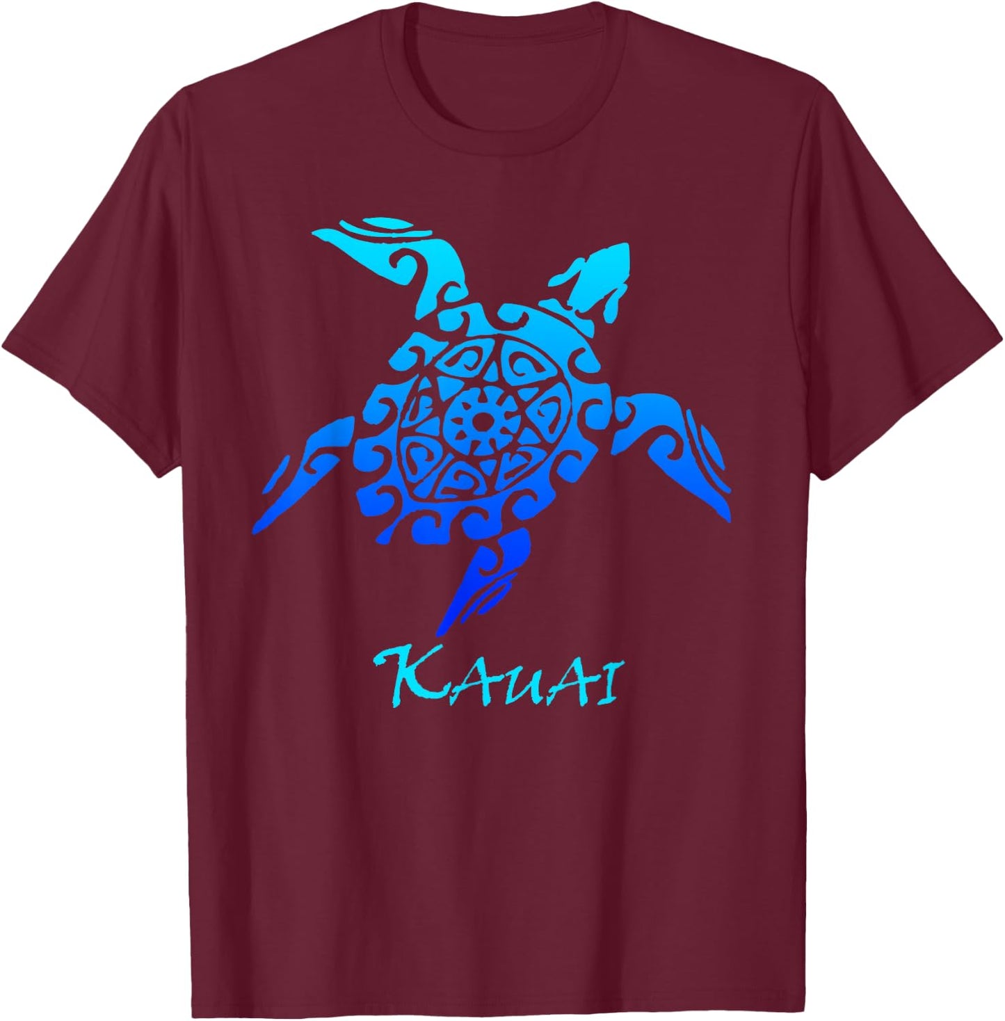 Kauai, Hawaii Vintage Retro Tribal Turtle Vacation T-Shirt - T-Shirt | Maroon