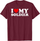I Love My Soldier with Heart T-Shirt - T-Shirt | Maroon