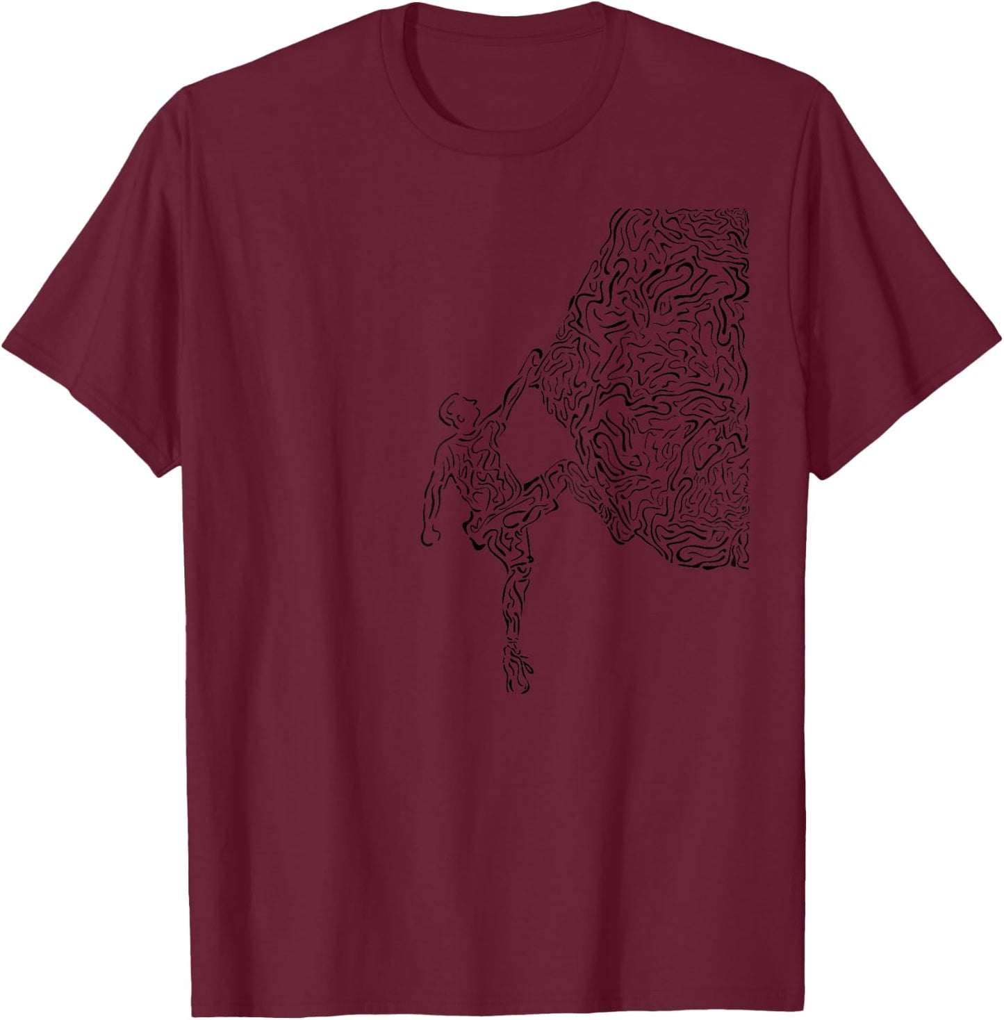 Bouldering Rock Climber Nature Sport Drawing Climbing T-Shirt - T-Shirt | Maroon