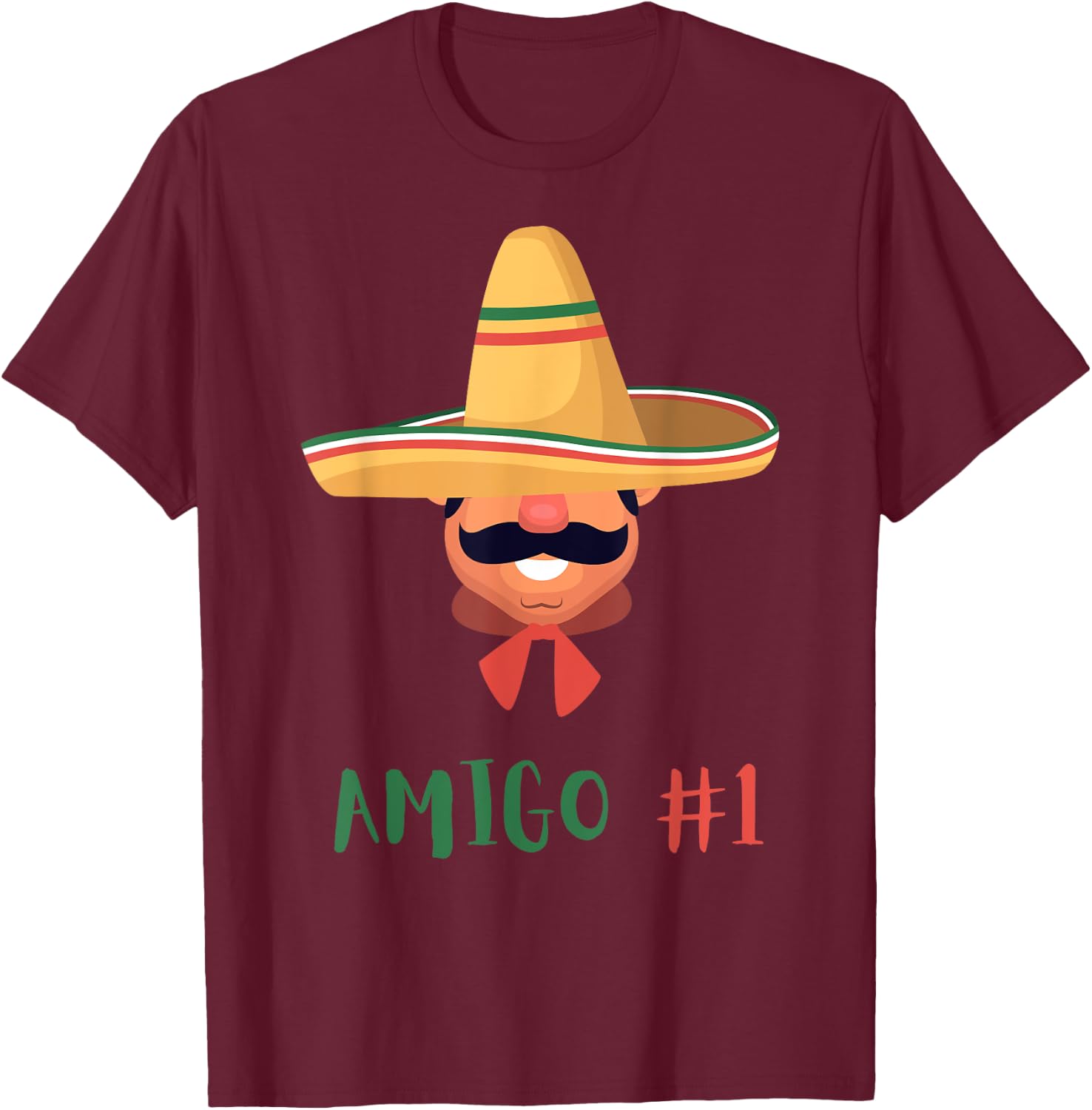 Funny Mexican Amigo #1 Group Matching DIY Halloween Costume T-Shirt - T-Shirt | Maroon