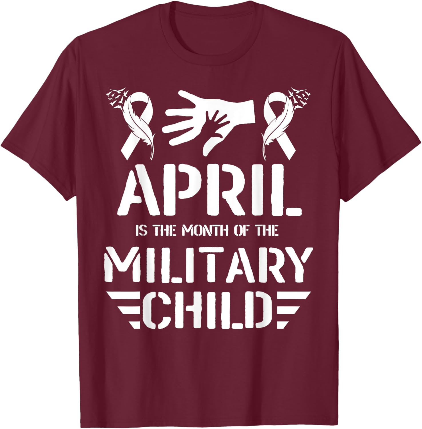 April Is The Month Of The Military Child kids Army Soldier T-Shirt - T-Shirt | Maroon