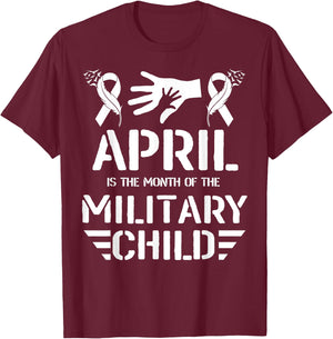 April Is The Month Of The Military Child kids Army Soldier T-Shirt - T-Shirt | Maroon