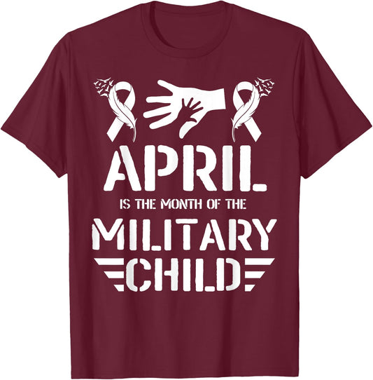 April Is The Month Of The Military Child kids Army Soldier T-Shirt - T-Shirt | Maroon