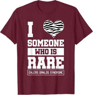 Ehlers Danlos Syndrome Black and White Awareness Ribbon Love T-Shirt - T-Shirt | Maroon