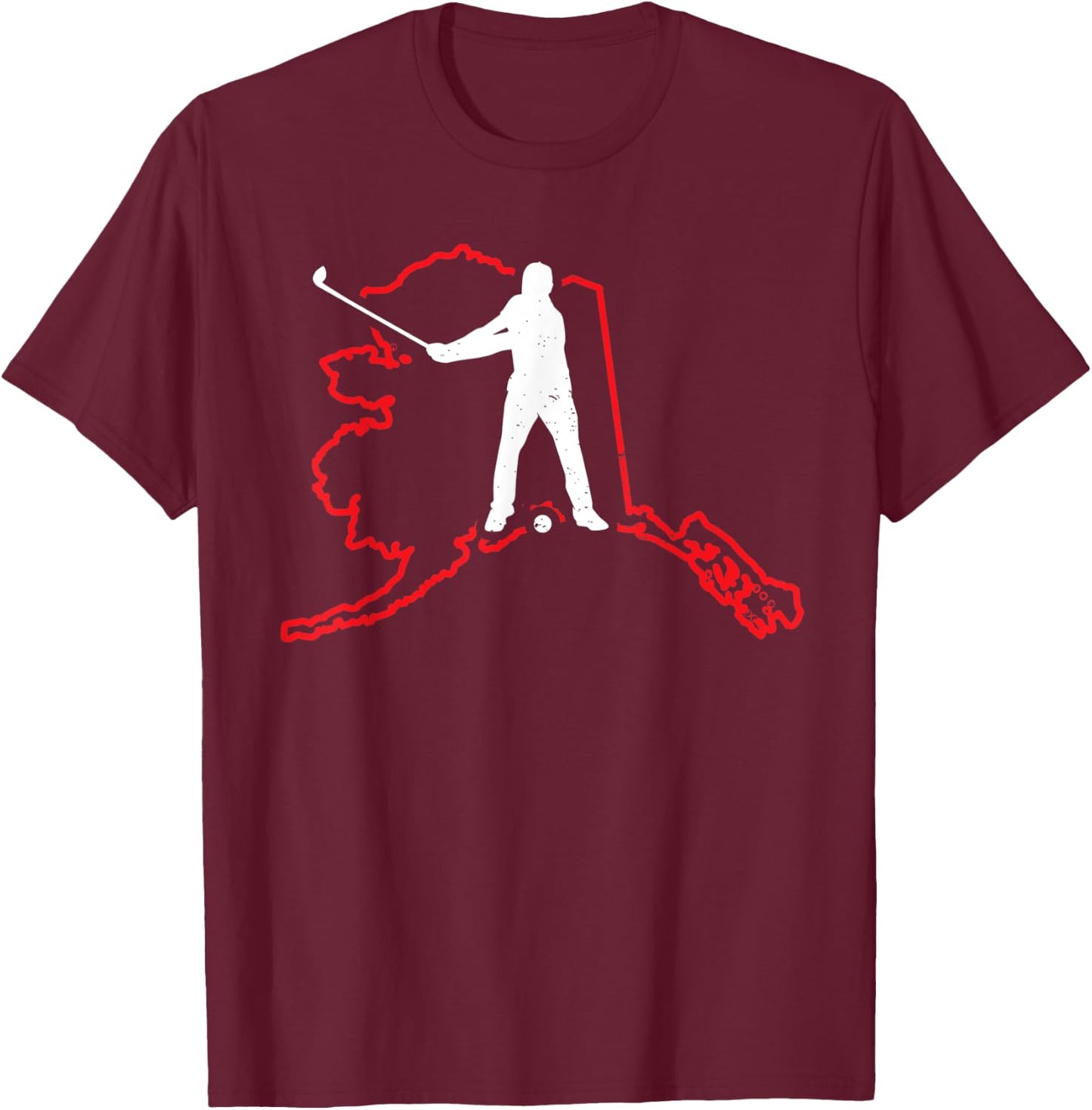 Alaska Golfer Alaska State Map Golf Player Lover Golfing T-Shirt - T-Shirt | Maroon