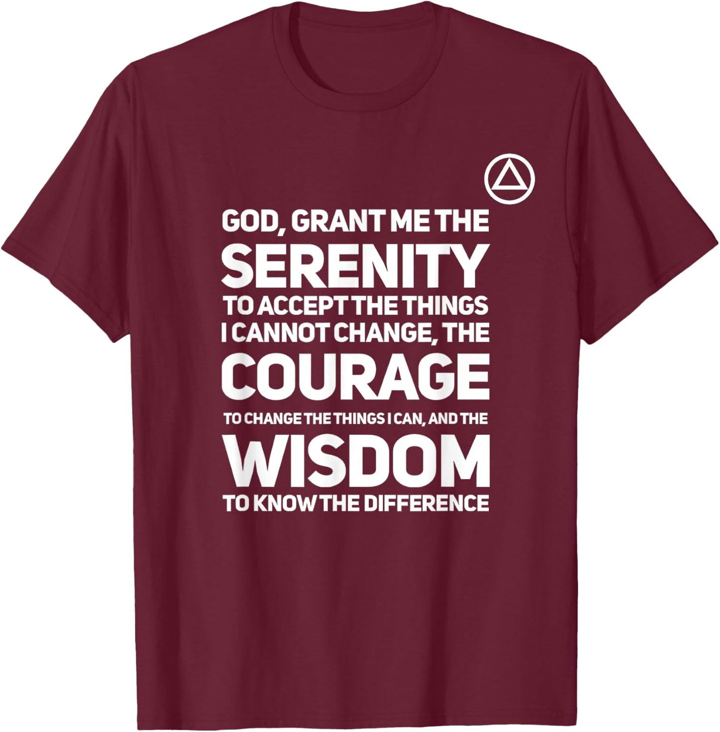 Serenity Prayer with Aa Logo Alcoholics Anonymous T-Shirt - T-Shirt | Maroon
