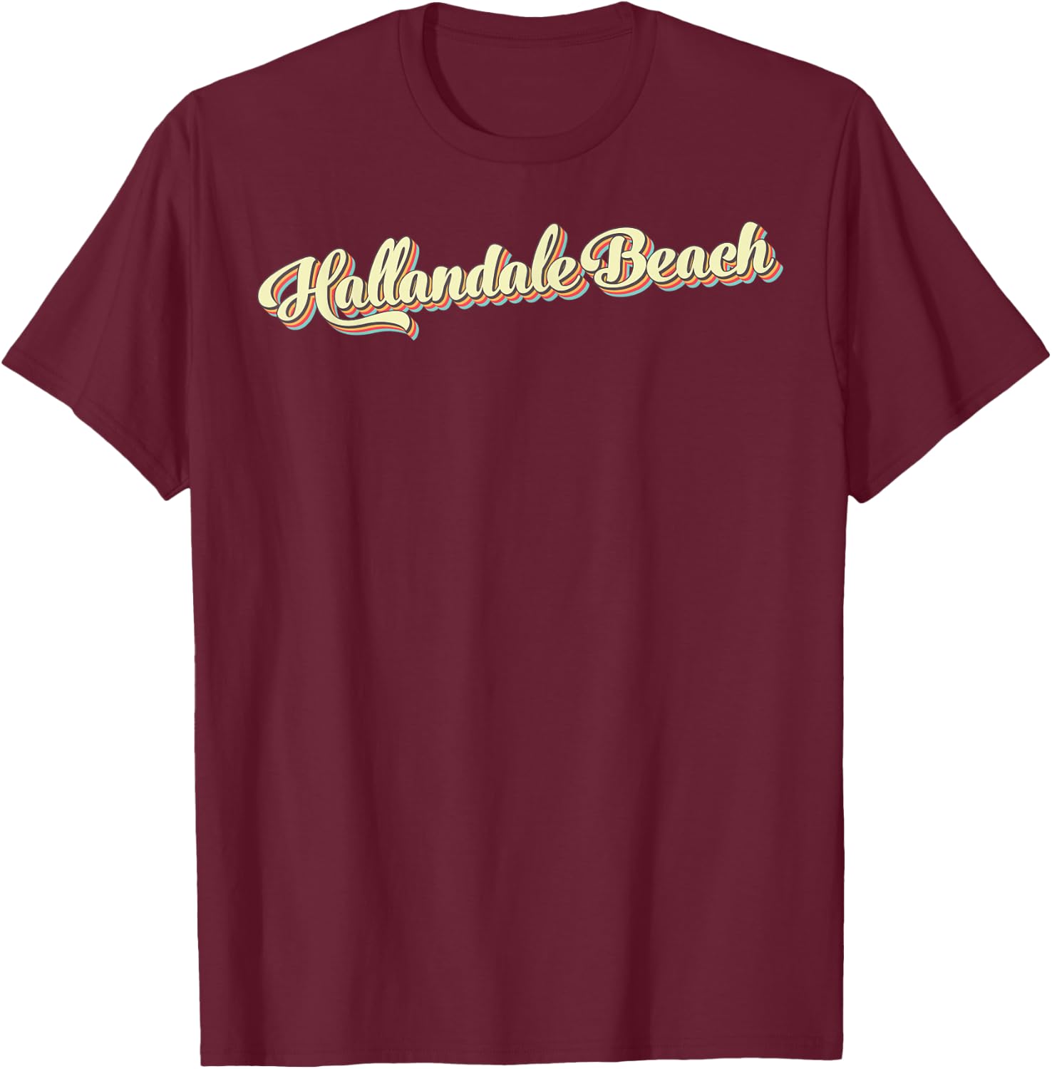Hallandale Beach Retro Art Baseball Font Vintage Women Kids T-Shirt - T-Shirt | Maroon