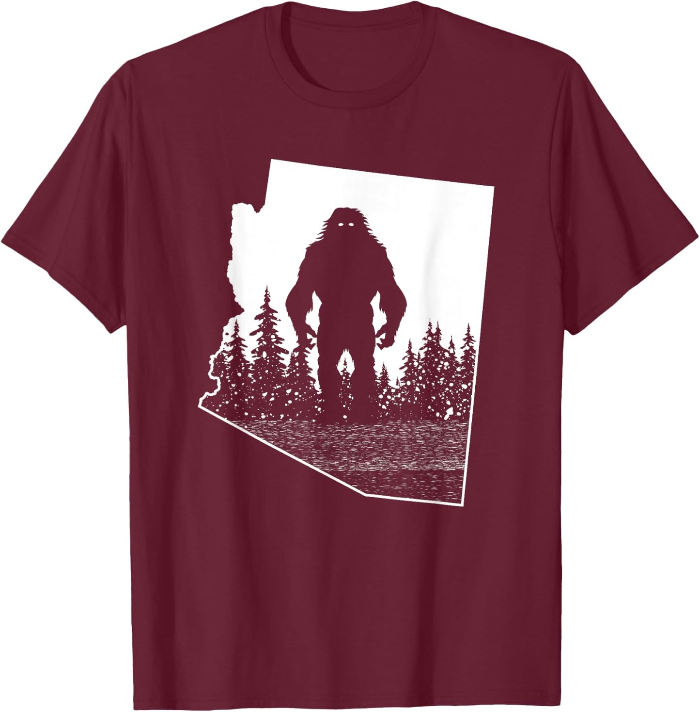 Arizona Bigfoot Nature State Pride Cool Sasquatch Silhouette T-Shirt - T-Shirt | Maroon