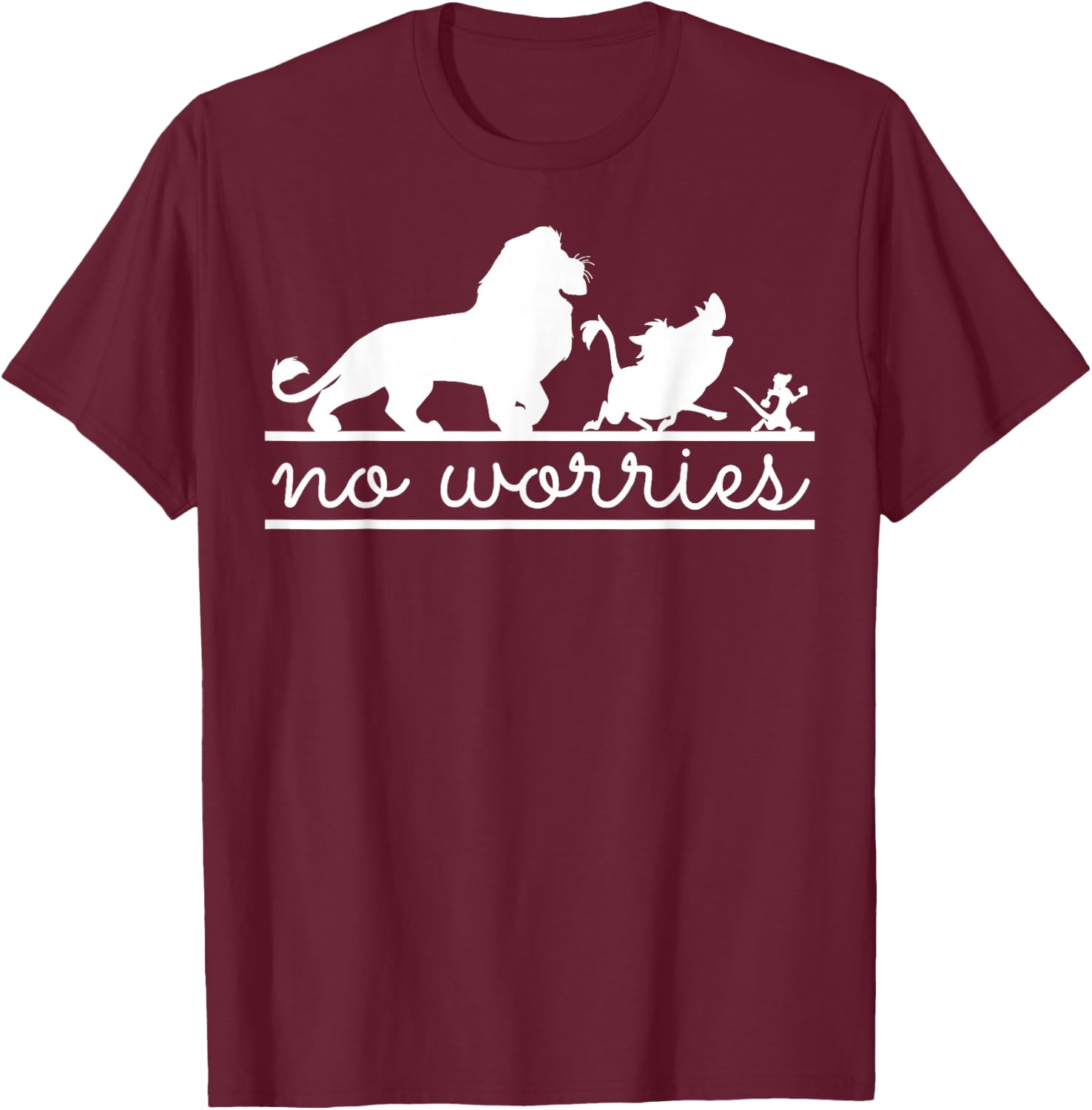 Disney Lion King No Worries Silhouette Trio T-Shirt - T-Shirt | Maroon