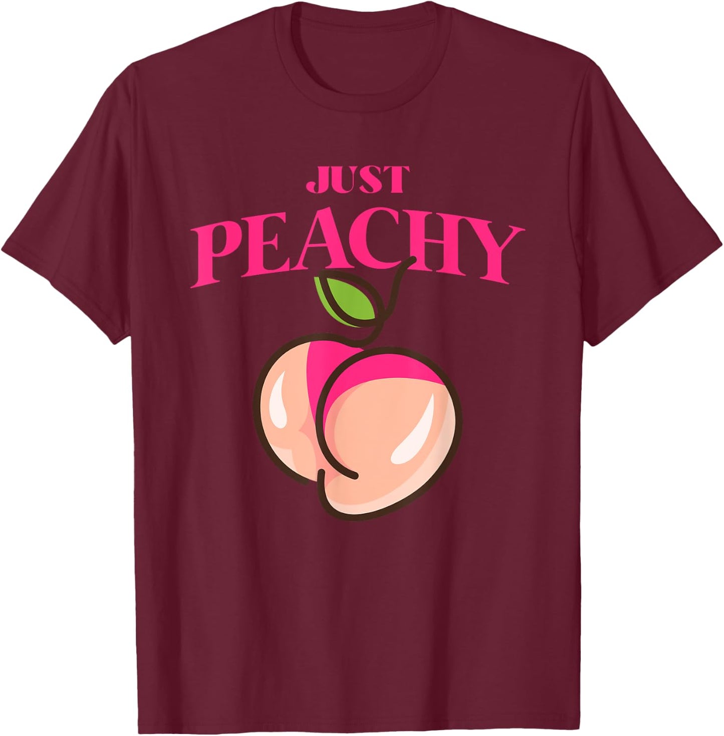 Cool Summer Fruit Retro Just Peachy & keep it Peachy Graphic T-Shirt - T-Shirt | Maroon
