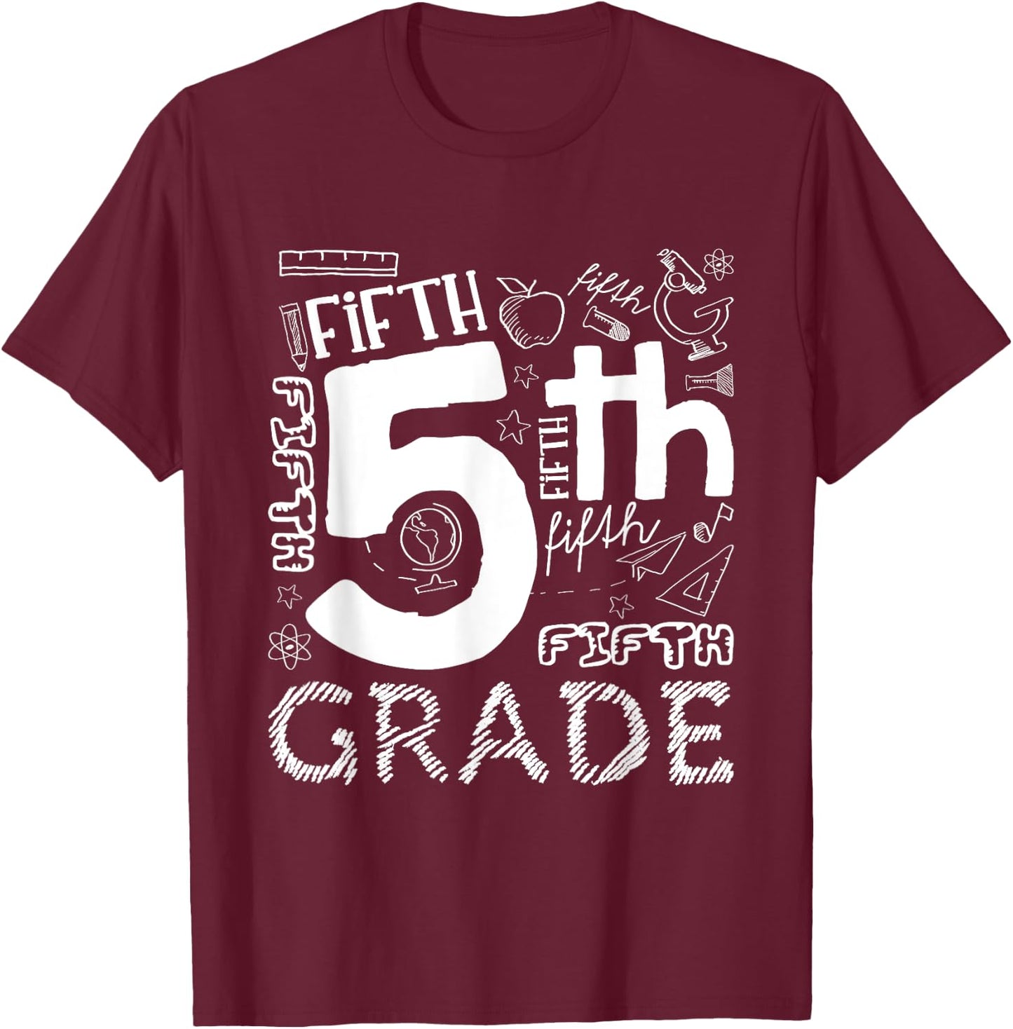 Hello 5th Grade Here I Come Teacher Fifth Grade Boys Girls T-Shirt - T-Shirt | Maroon