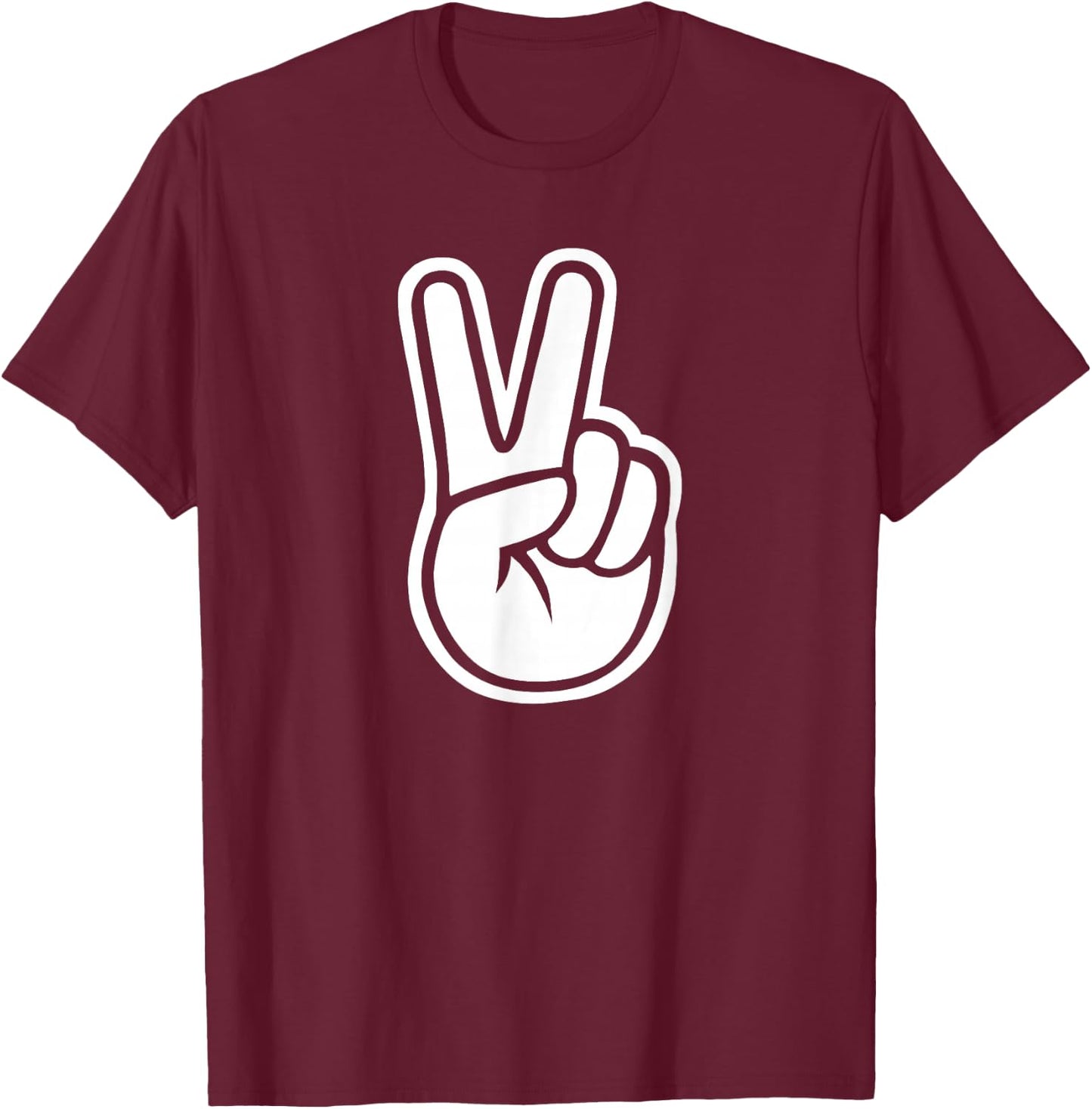 Finger Peace Hand Sign funny Victory hand finger sign T-Shirt - T-Shirt | Maroon