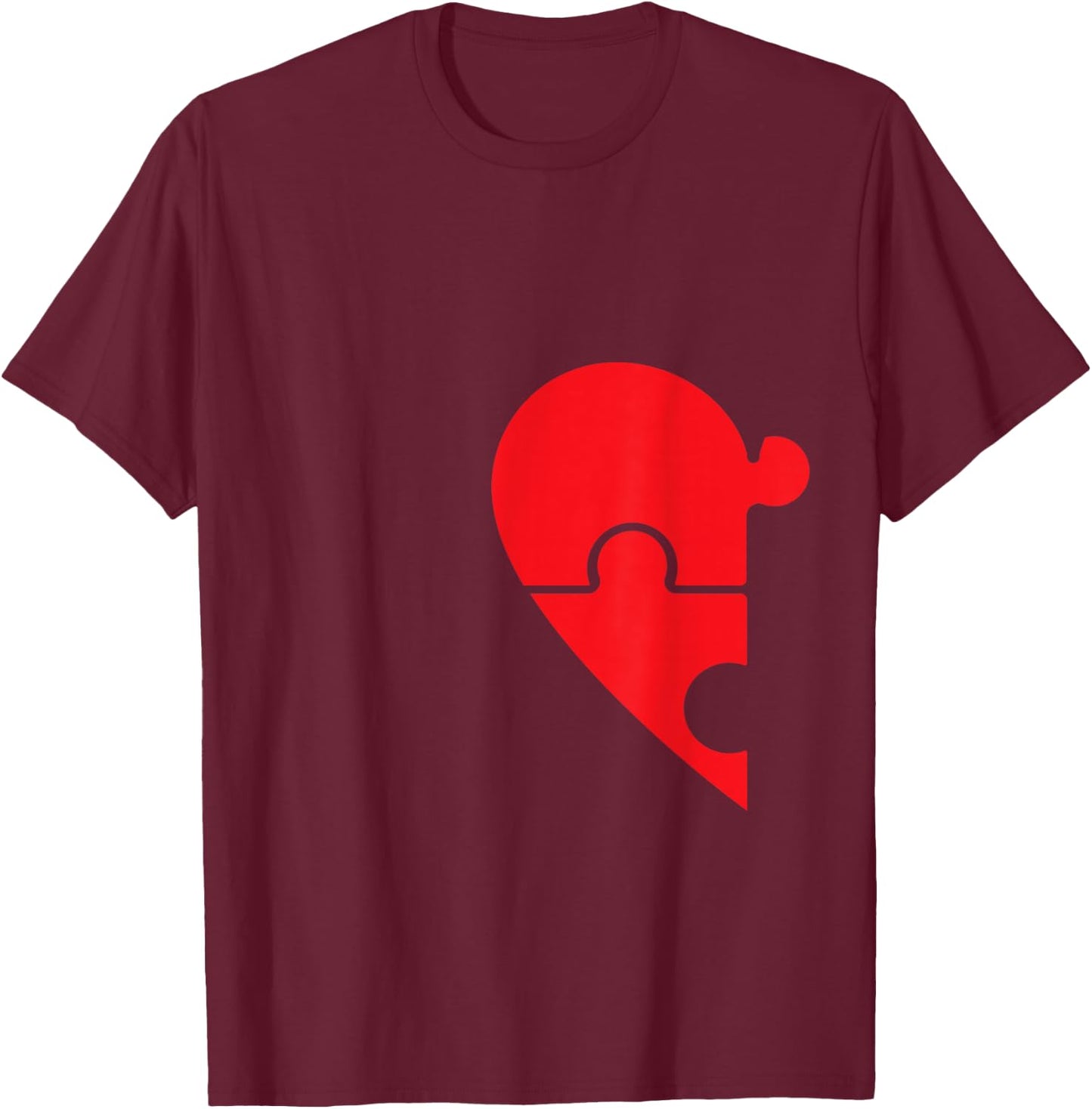Half Heart Left Hand Side Love Couple Camisa Pareja Ropa T-Shirt - T-Shirt | Maroon