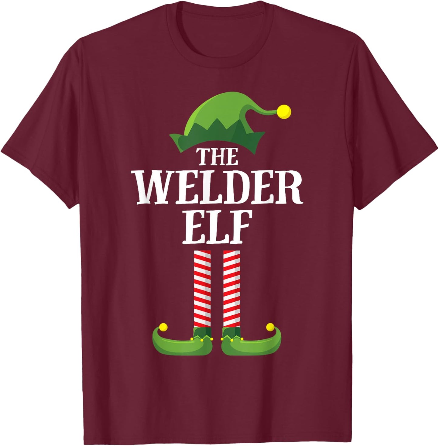Welder Elf Matching Family Group Christmas Party Pyjamas T-Shirt - T-Shirt | Maroon