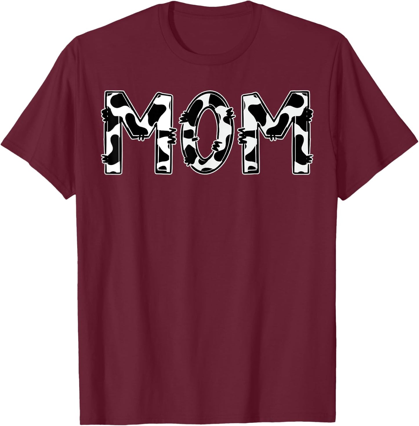 Mom Cow Print Aesthetic Farm Animal Pattern Farmer Cowgirl T-Shirt - T-Shirt | Maroon