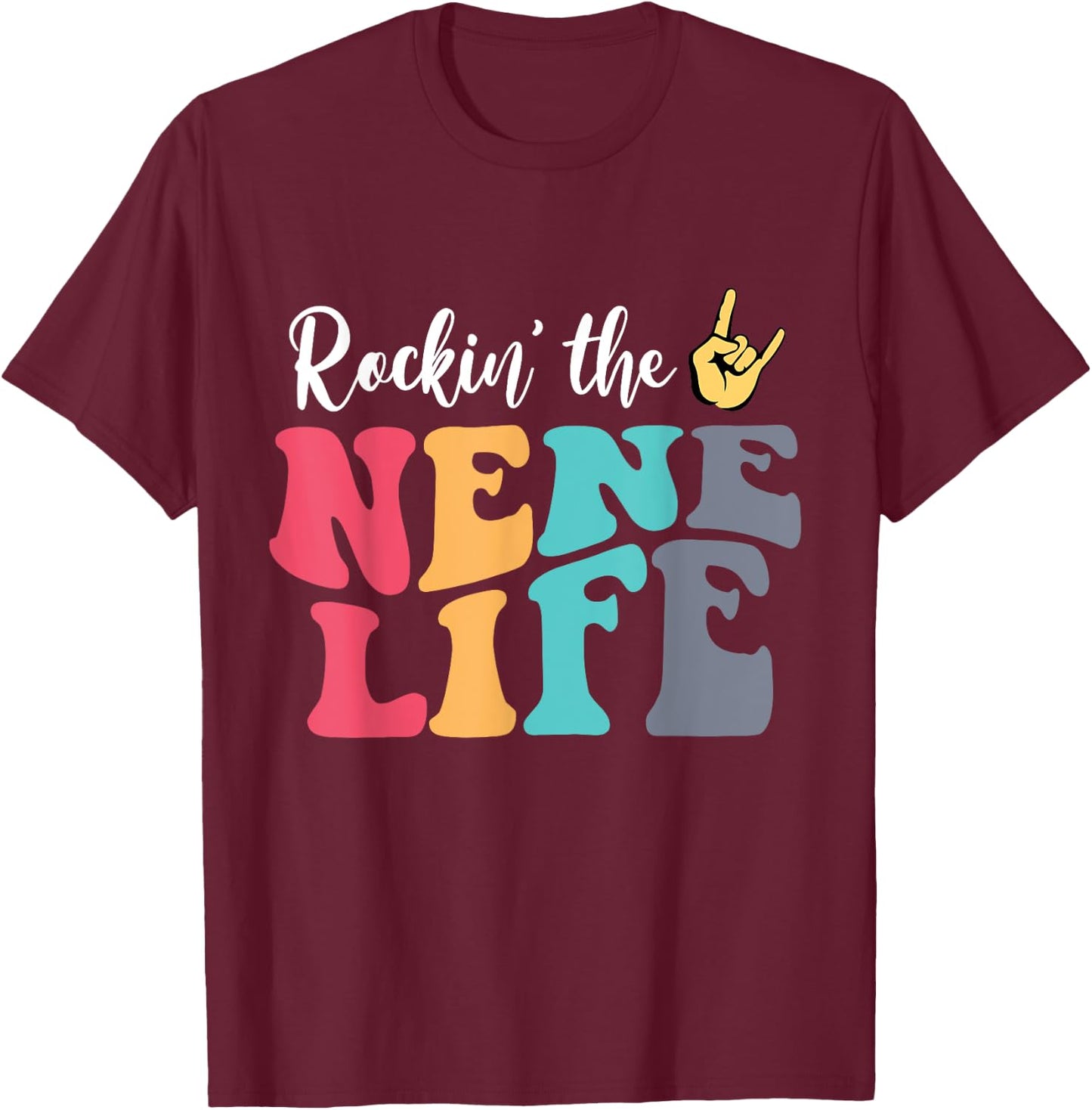 Retro Vintage Rockin' The Nene Life Birthday Mother's Day T-Shirt - T-Shirt | Maroon