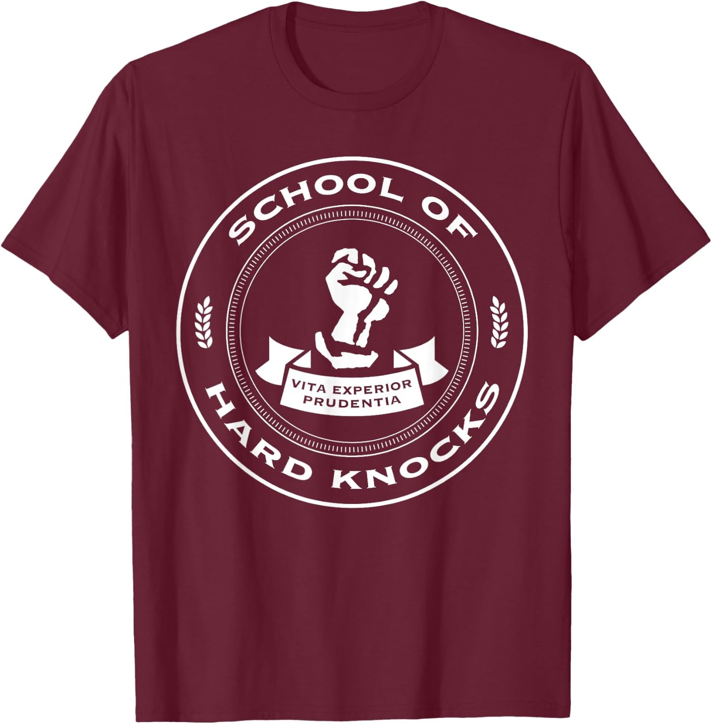 School Of Hard Knocks Funny Pun Rock Geek Geeky Nerdy T-Shirt - T-Shirt | Maroon