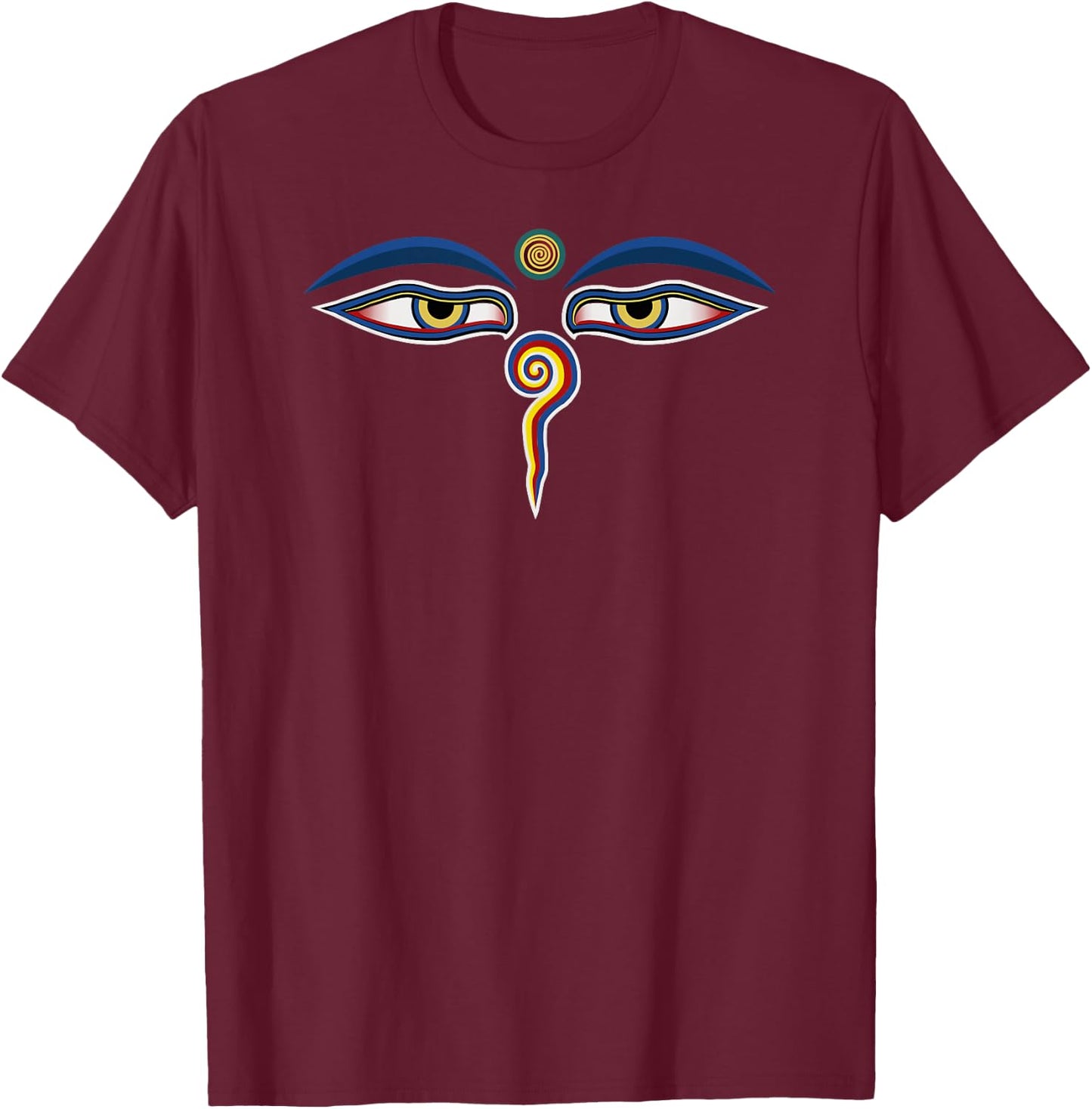 Eyes of Buddha T-Shirt - T-Shirt | Maroon