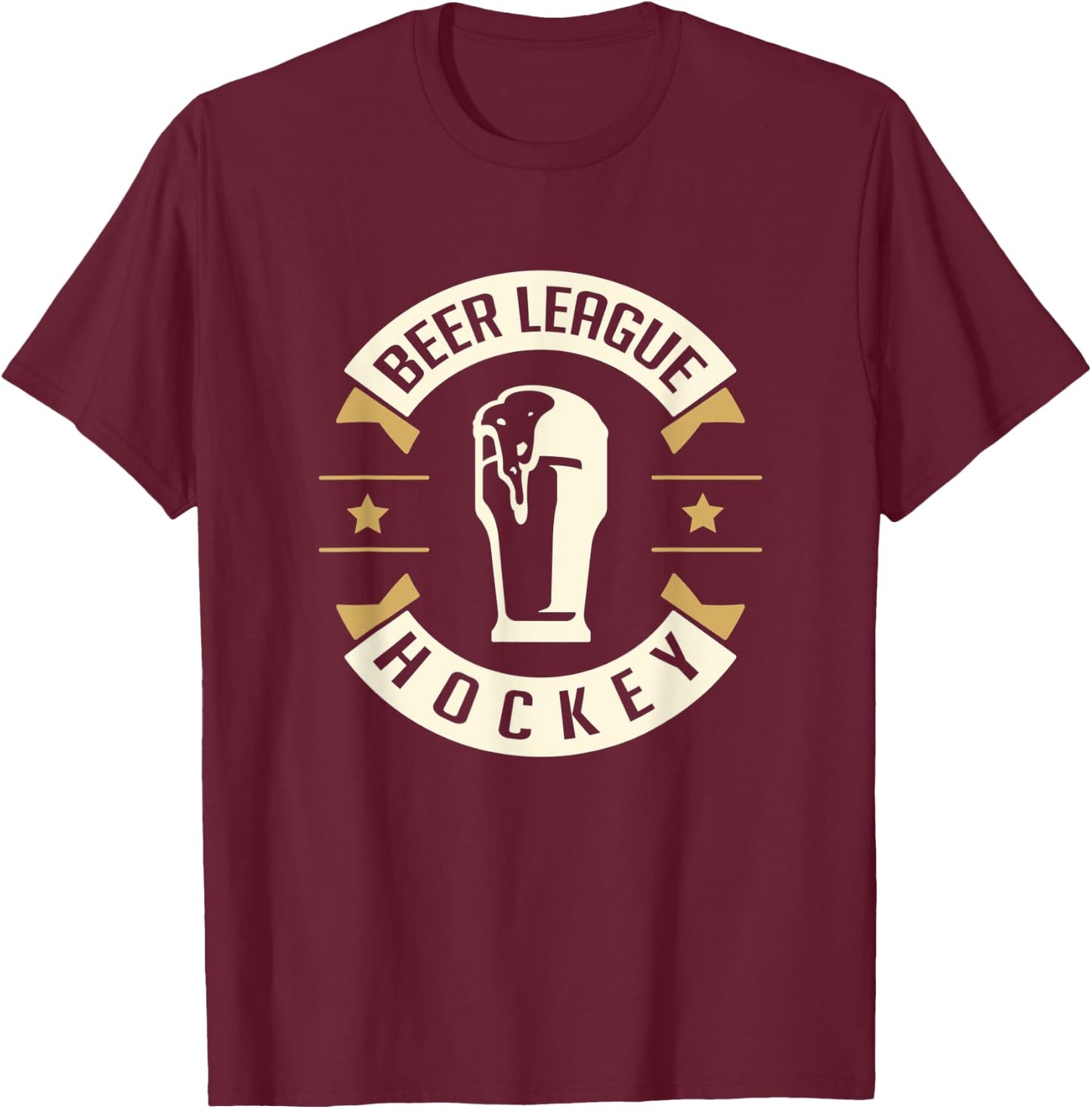 Beer League Hockey Rec Player Goalie Team Jersey T-Shirt - T-Shirt | Maroon
