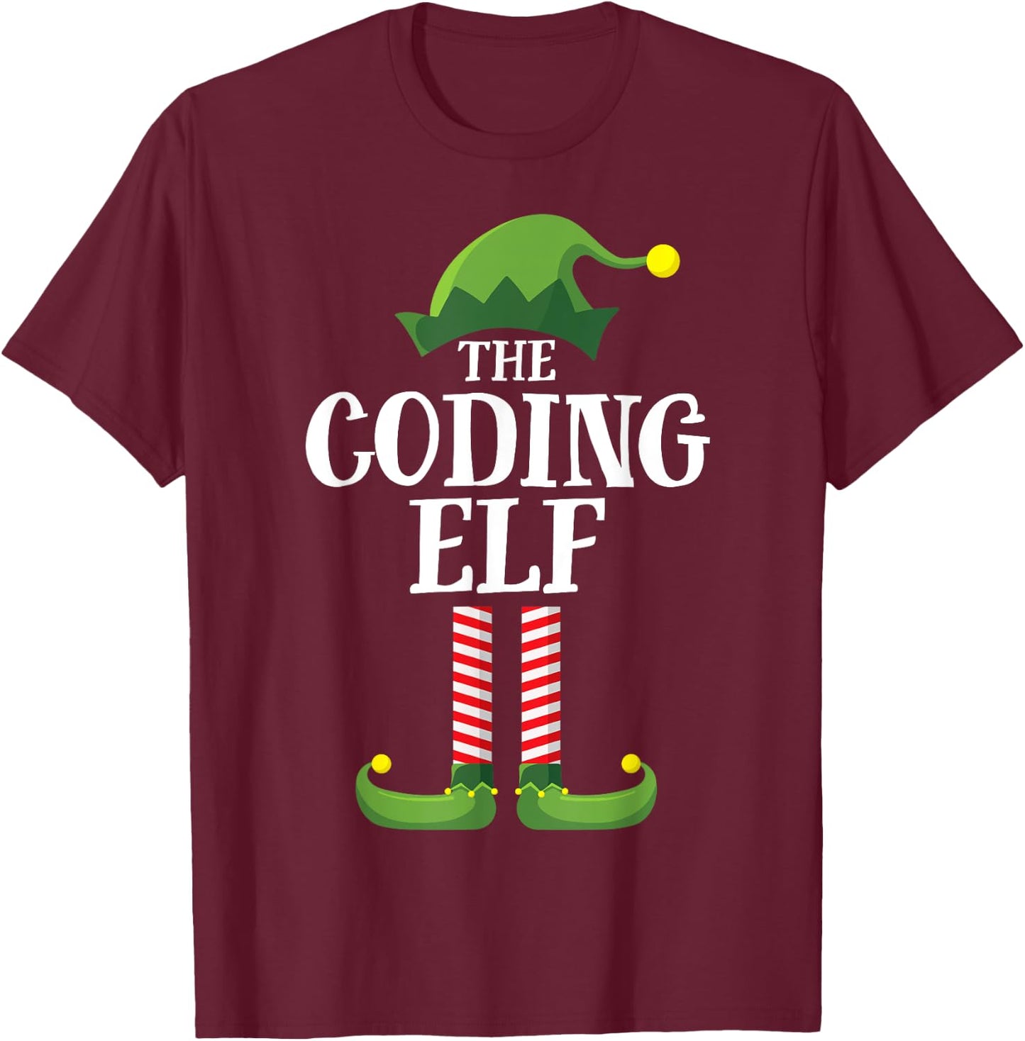 Coding Elf Matching Family Group Christmas Party Pyjamas T-Shirt - T-Shirt | Maroon