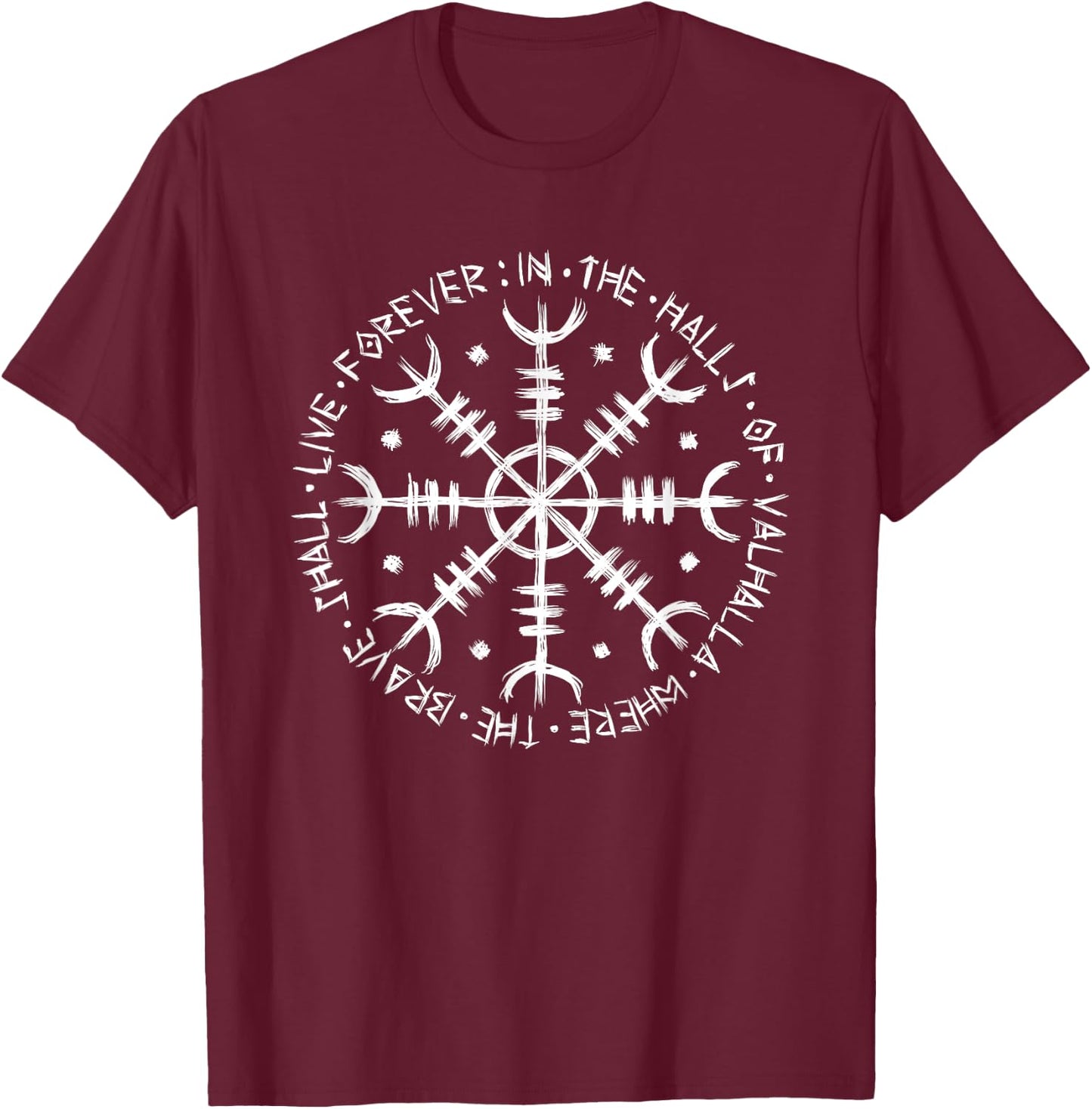 Helm Of Awe - Viking Symbol - Icelandic Culture T-Shirt - T-Shirt | Maroon