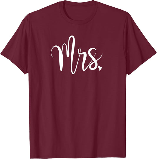 Best Mrs | Just Married - Black, Small T-Shirt - T-Shirt | Maroon