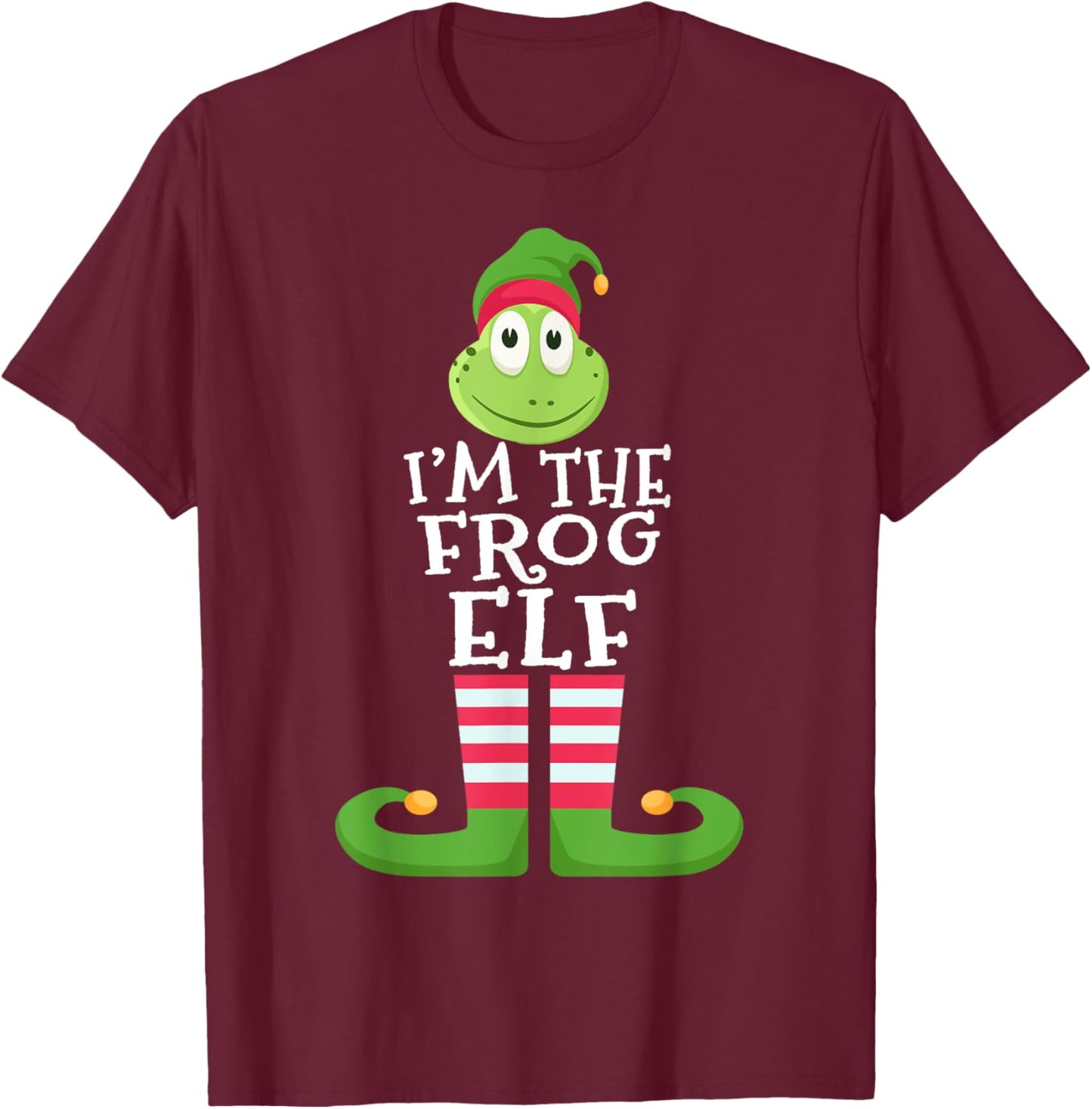 Frog Elf Funny Frog Lover's Family Matching Christmas Pajama T-Shirt - T-Shirt | Maroon