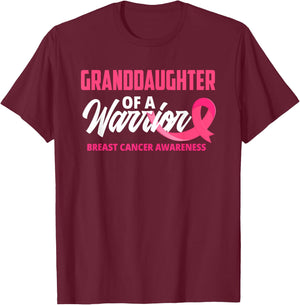 Granddaughter Of A Warrior Breast Cancer Awareness T-Shirt - T-Shirt | Maroon